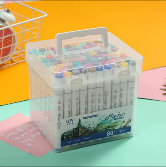 الوان ماركر ذو رأسين رفيع وعريض لجميع انواع رسم السكتشات او التخطيط