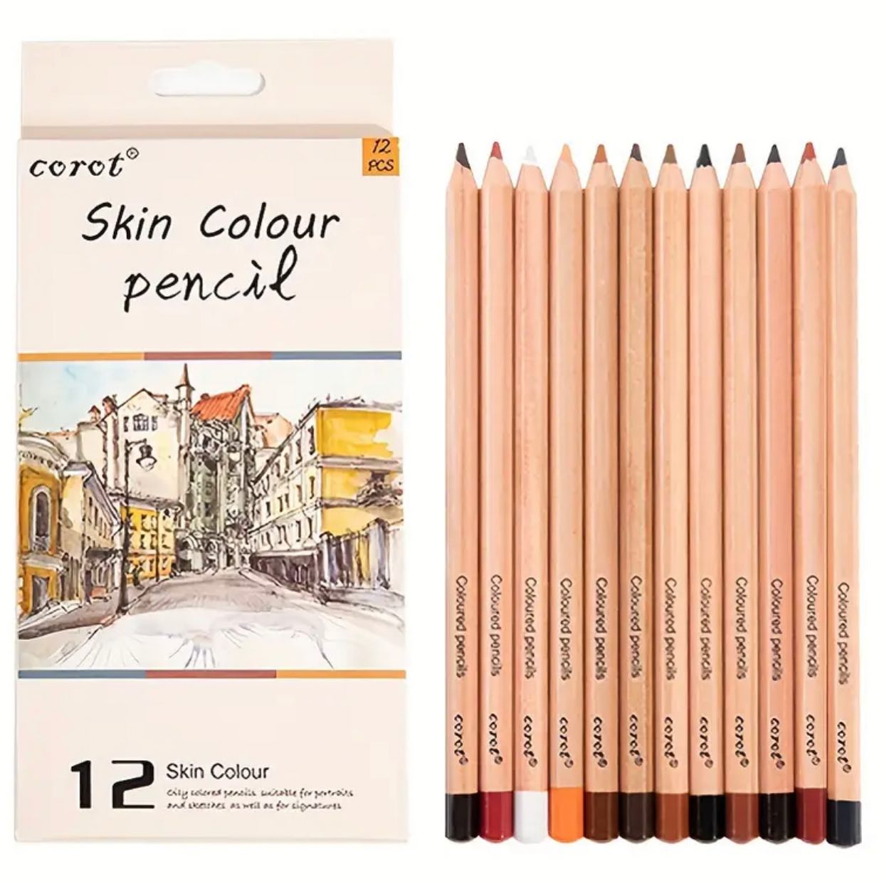 12 skin colour pencils