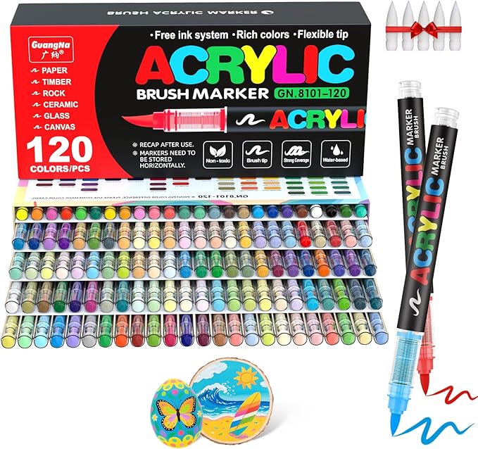 أقلام أكريليك ماركر (Brush Tip) للرسم على جميع الأسطح