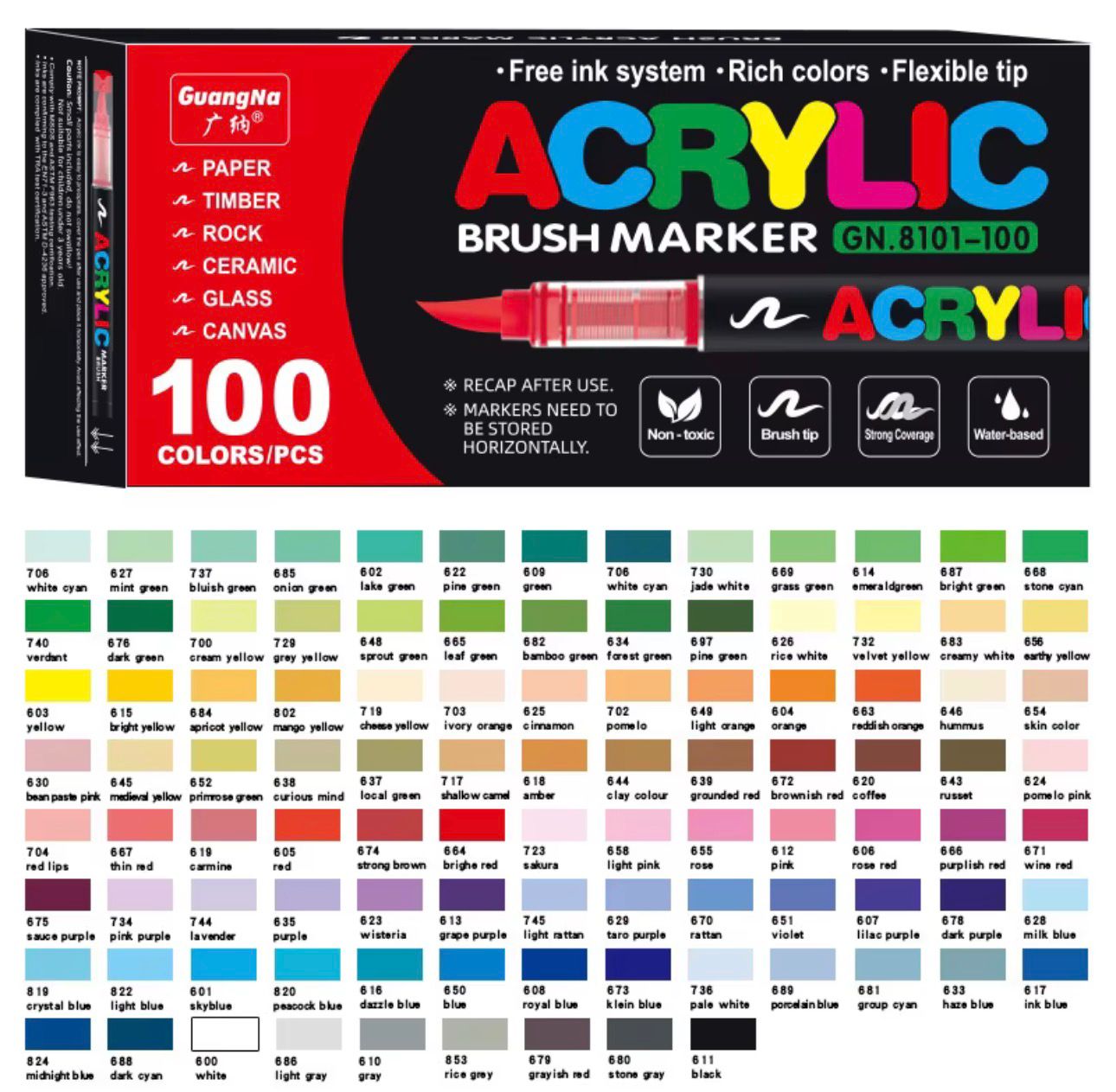 أقلام أكريليك ماركر (Brush Tip) للرسم على جميع الأسطح