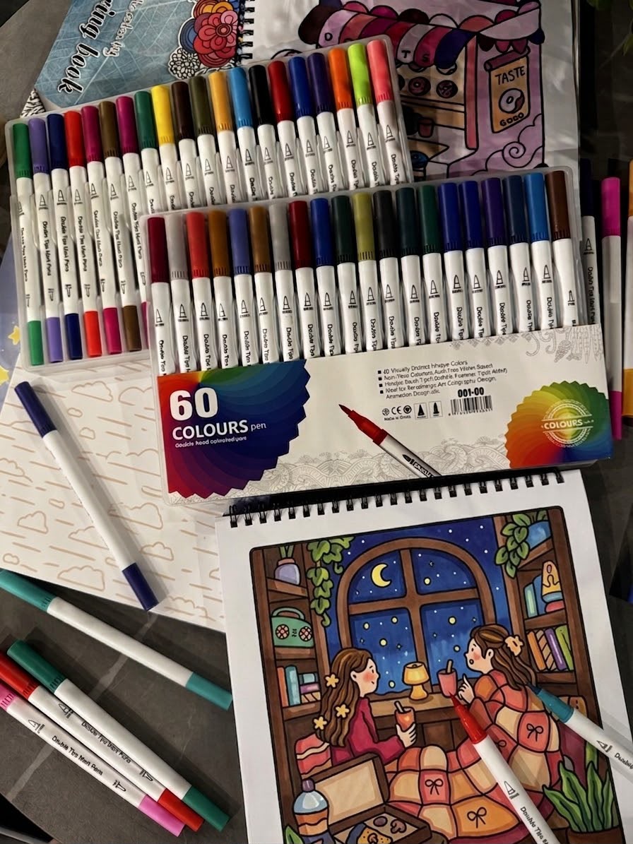 دفتر تلوين٤٠ رسمة + ٦٠ لون ماركر