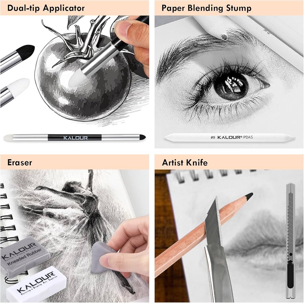 مجموعة اقلام الرسم بالفحم احترافية ٢٢ قطعة