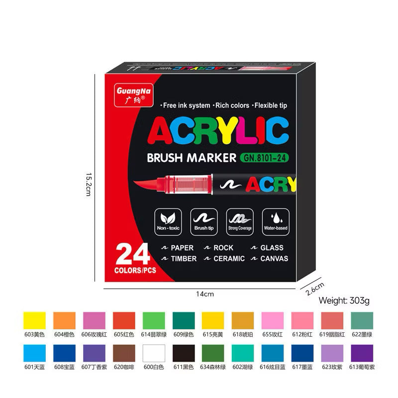 أقلام أكريليك ماركر (Brush Tip) للرسم على جميع الأسطح