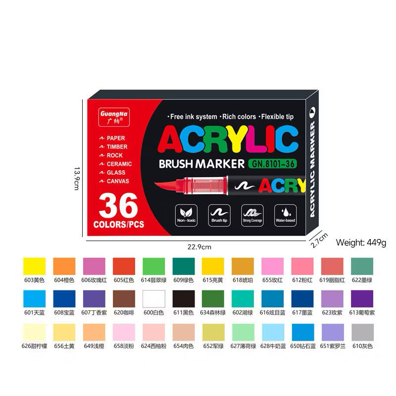 أقلام أكريليك ماركر (Brush Tip) للرسم على جميع الأسطح