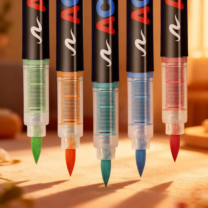 أقلام أكريليك ماركر (Brush Tip) للرسم على جميع الأسطح
