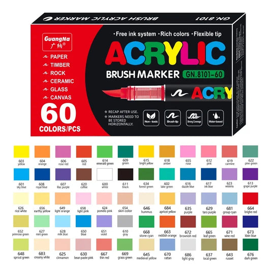 أقلام أكريليك ماركر (Brush Tip) للرسم على جميع الأسطح