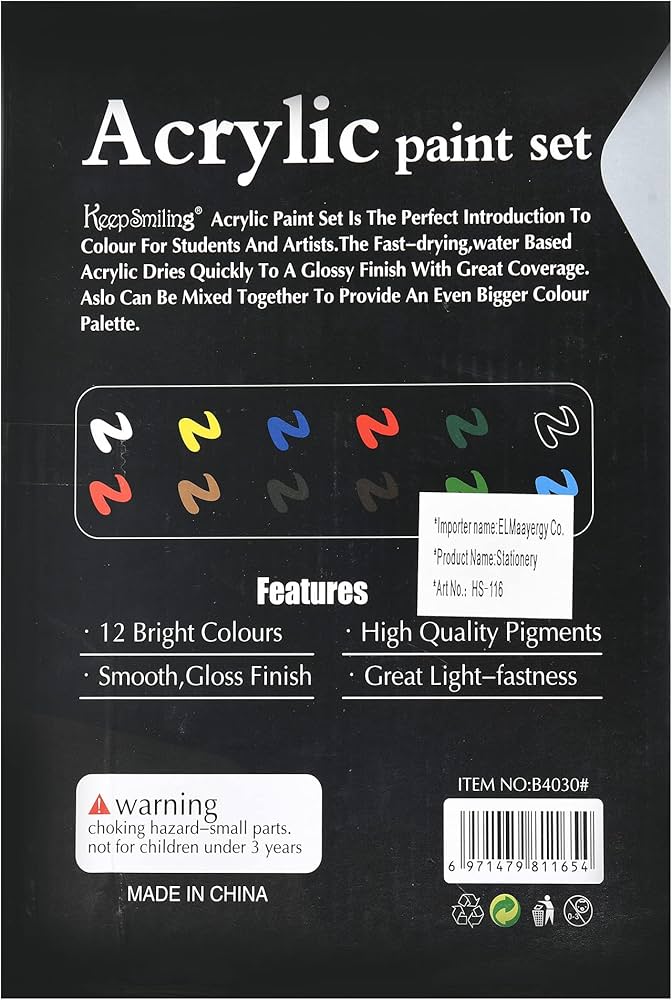 Acrylic paint set 12pc- 30ml