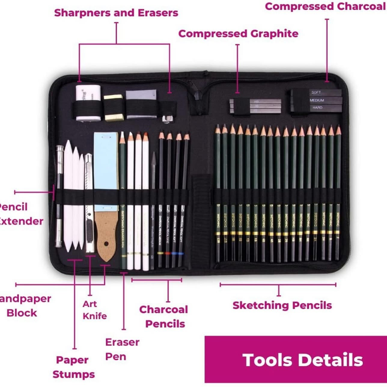 مجموعة رسم احترافية مكونة من 42 قطعة 