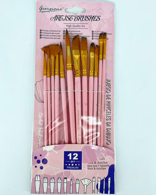 pink Artist Brushes high quality set 12pcs