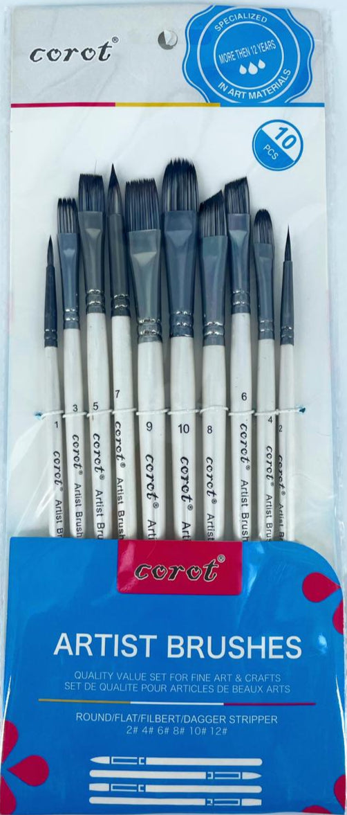 corot Artist Brushes 10pcs multi shapes